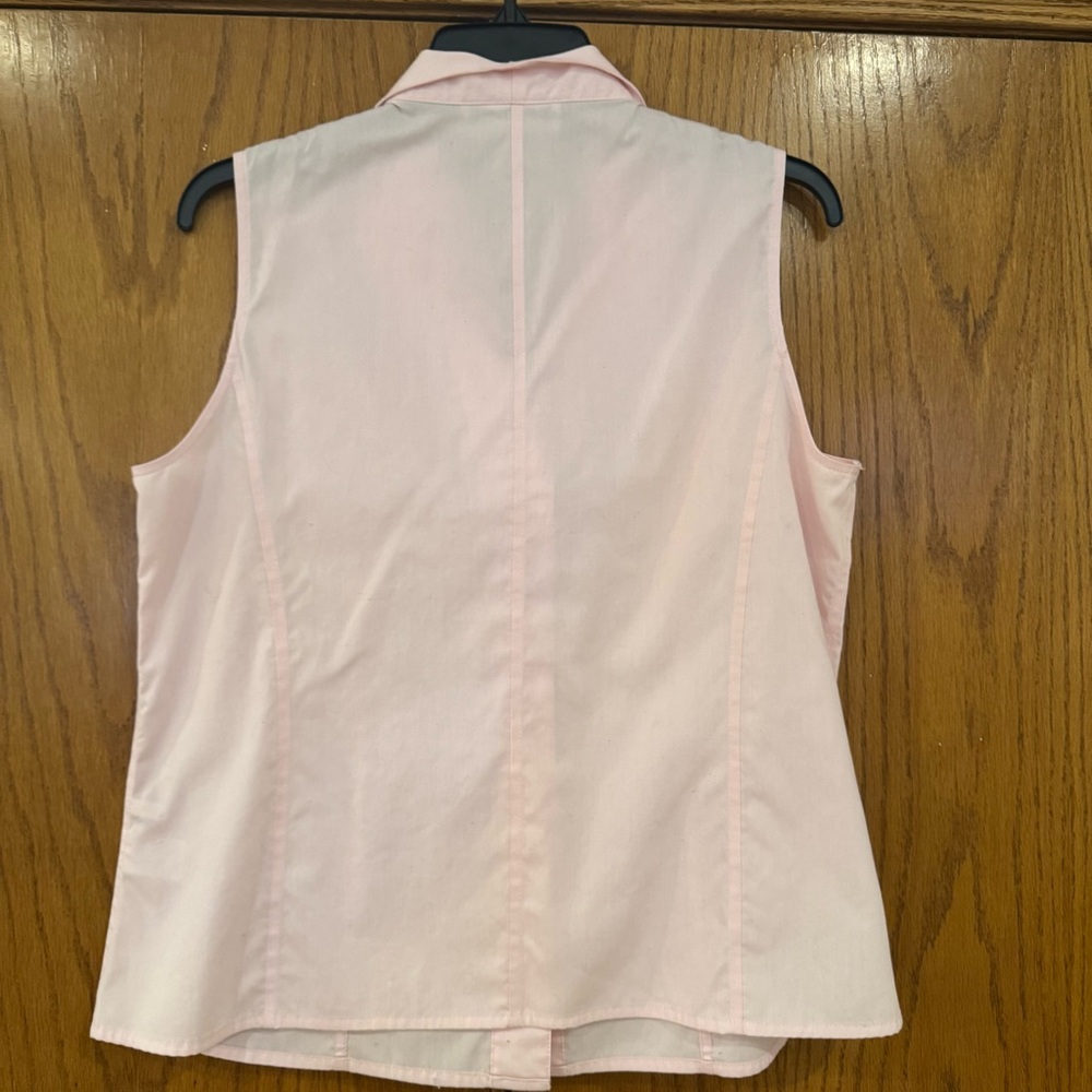 Calvin Klein Light Pink Sleeveless Women's 12 (L/XL) Shirt Blouse 100% Cotton - Picture 2 of 8